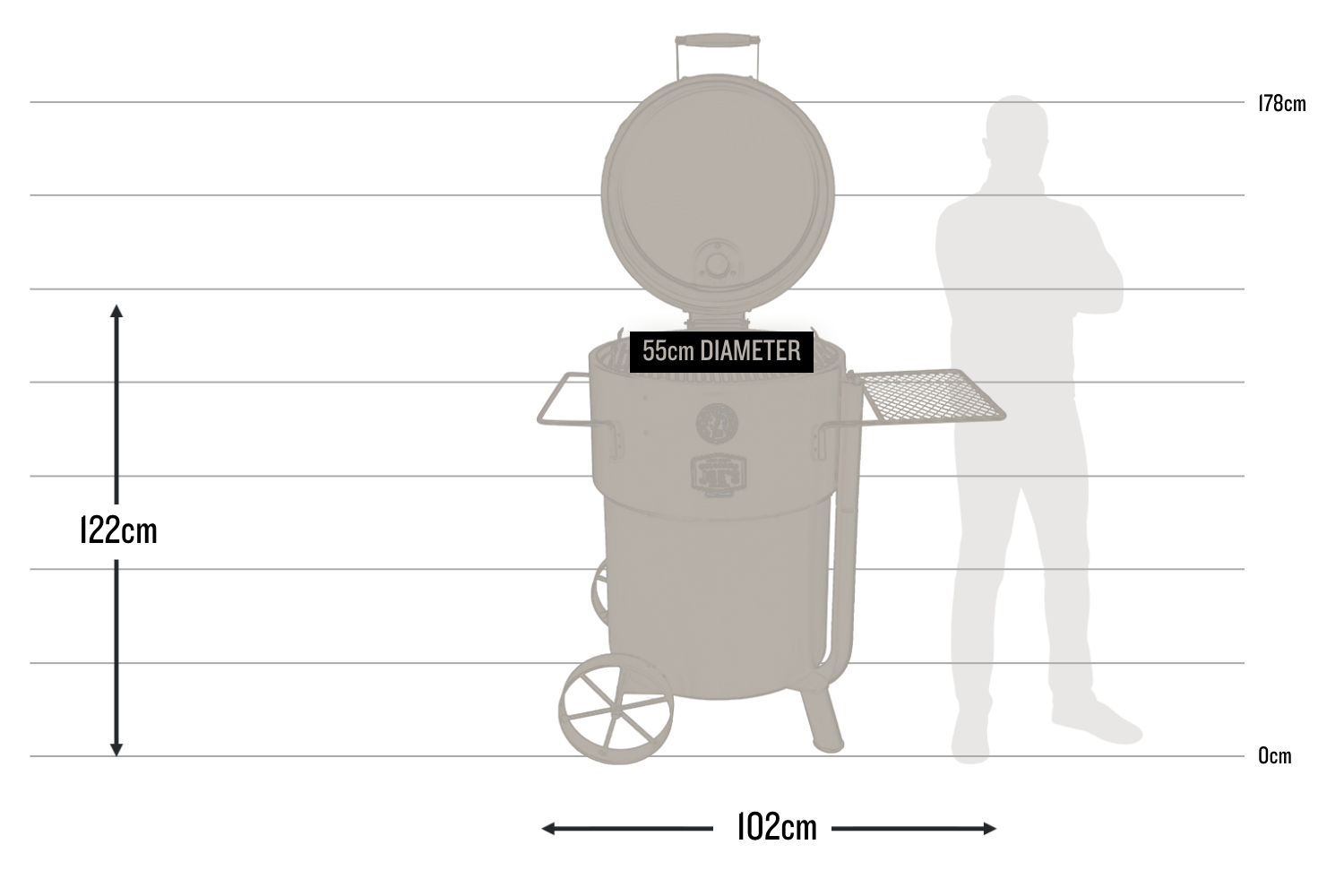 Bronco Pro Drum Smoker dimensions