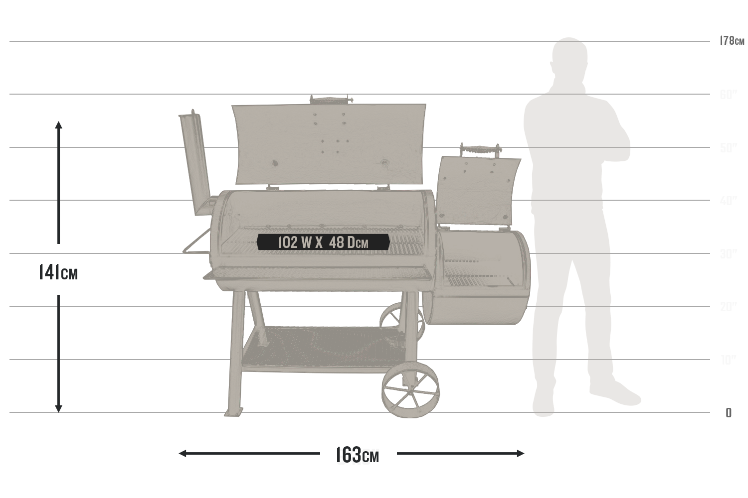 Longhorn Offset Smoker dimensions