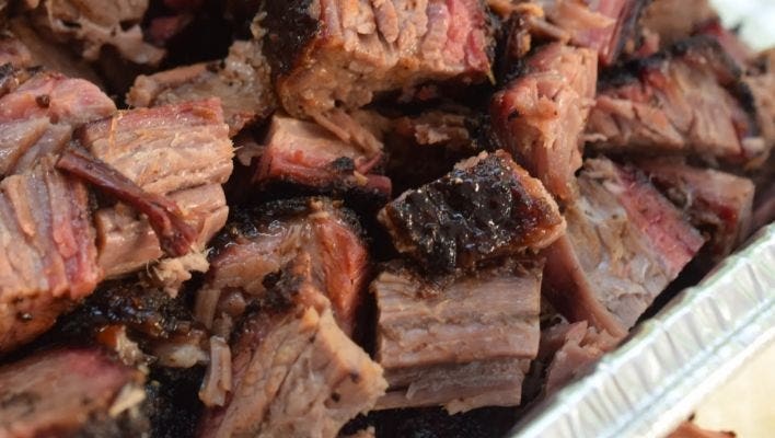 Slice the brisket into 1-inch thick slices