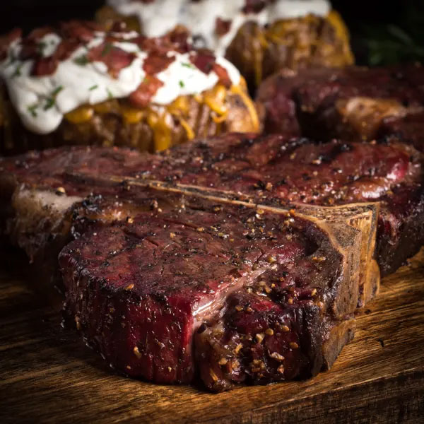 Reverse Seared Porterhouse with Hasselback Potatoes
