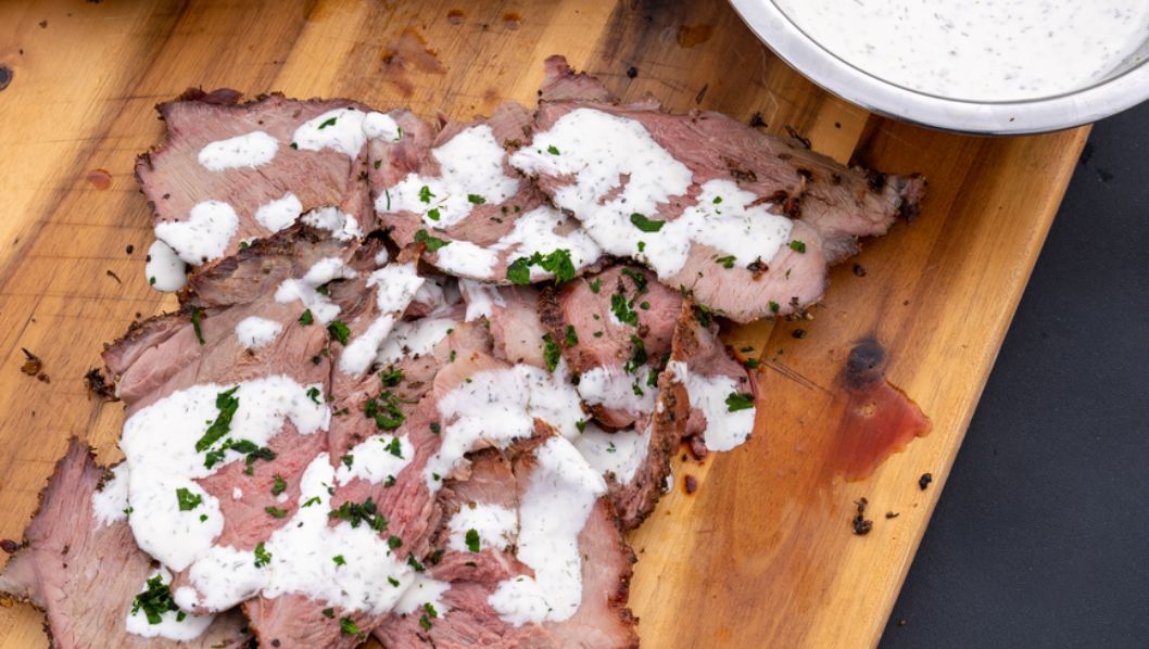 Smoked Hanging Leg of Lamb with Dill Sauce